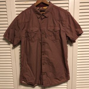 PrAna Red With White Checkerboard Pattern Short Sleeve. XL.